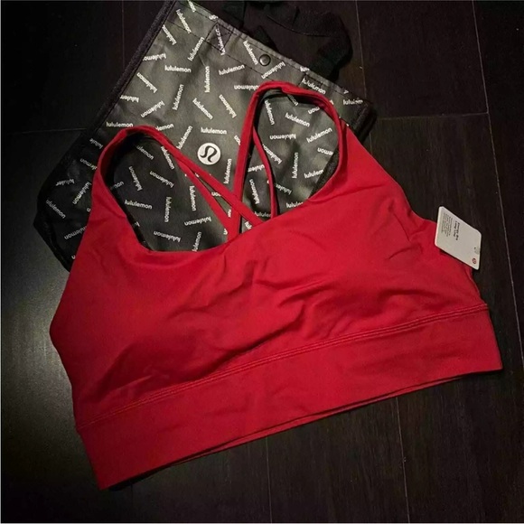 LULULEMON ENERGY BRA LONG LINE IN DARK RED (DKRD) SZ 14, NWT - Picture 1 of 5
